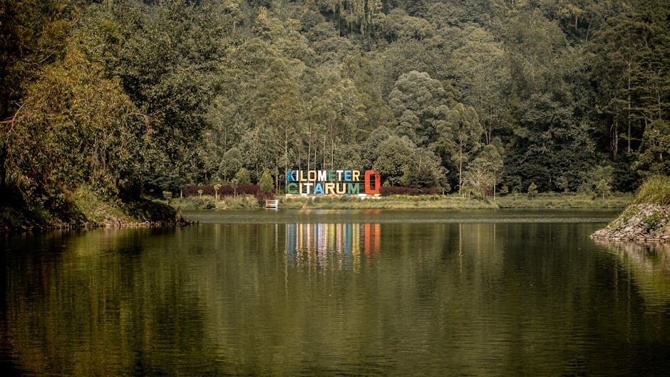 Kilometer Citarum signage by the lake